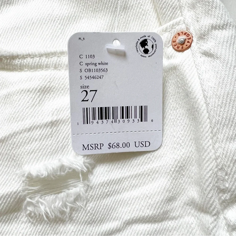 FREE PEOPLE HIGH RISE ANTHRO LOVING GOOD VIBRATIONS WHITE CUT OFF SHORTS… - Picture 7 of 15